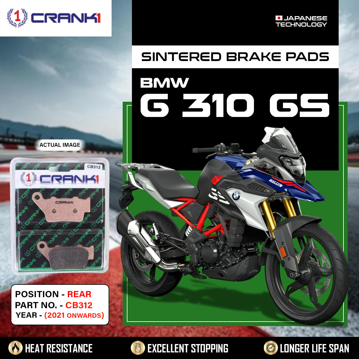 Sintered Brake Pads For BMW G 310 GS (2021 Onwards) - Rear - CB312