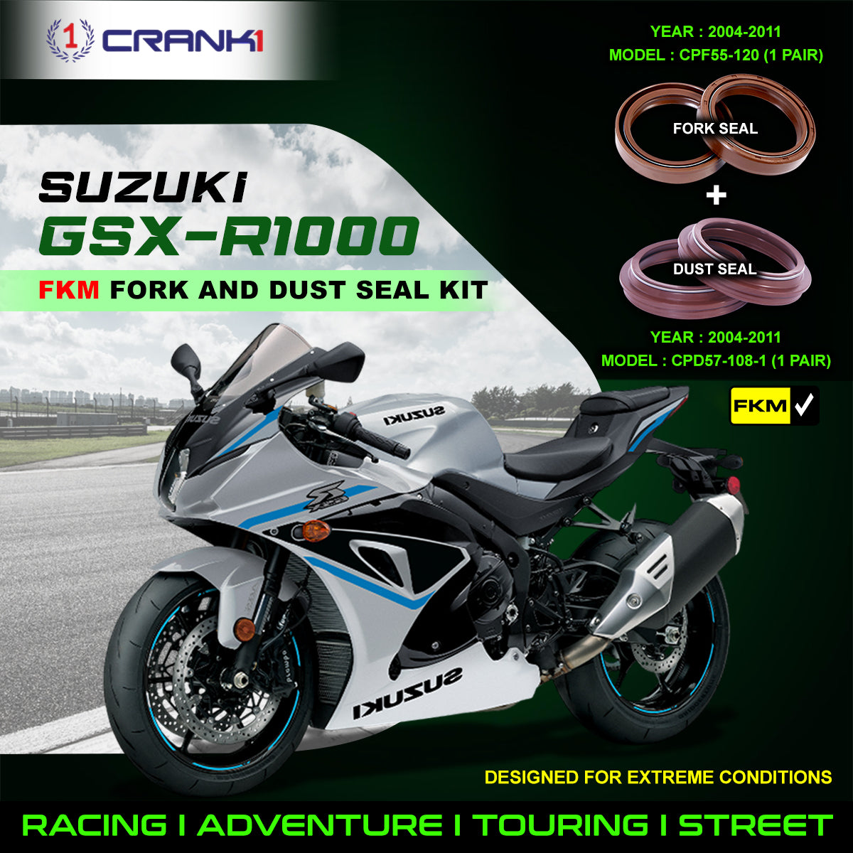 Fork And Dust Seals Kit For Suzuki GSX-R1000 (2004-2011)