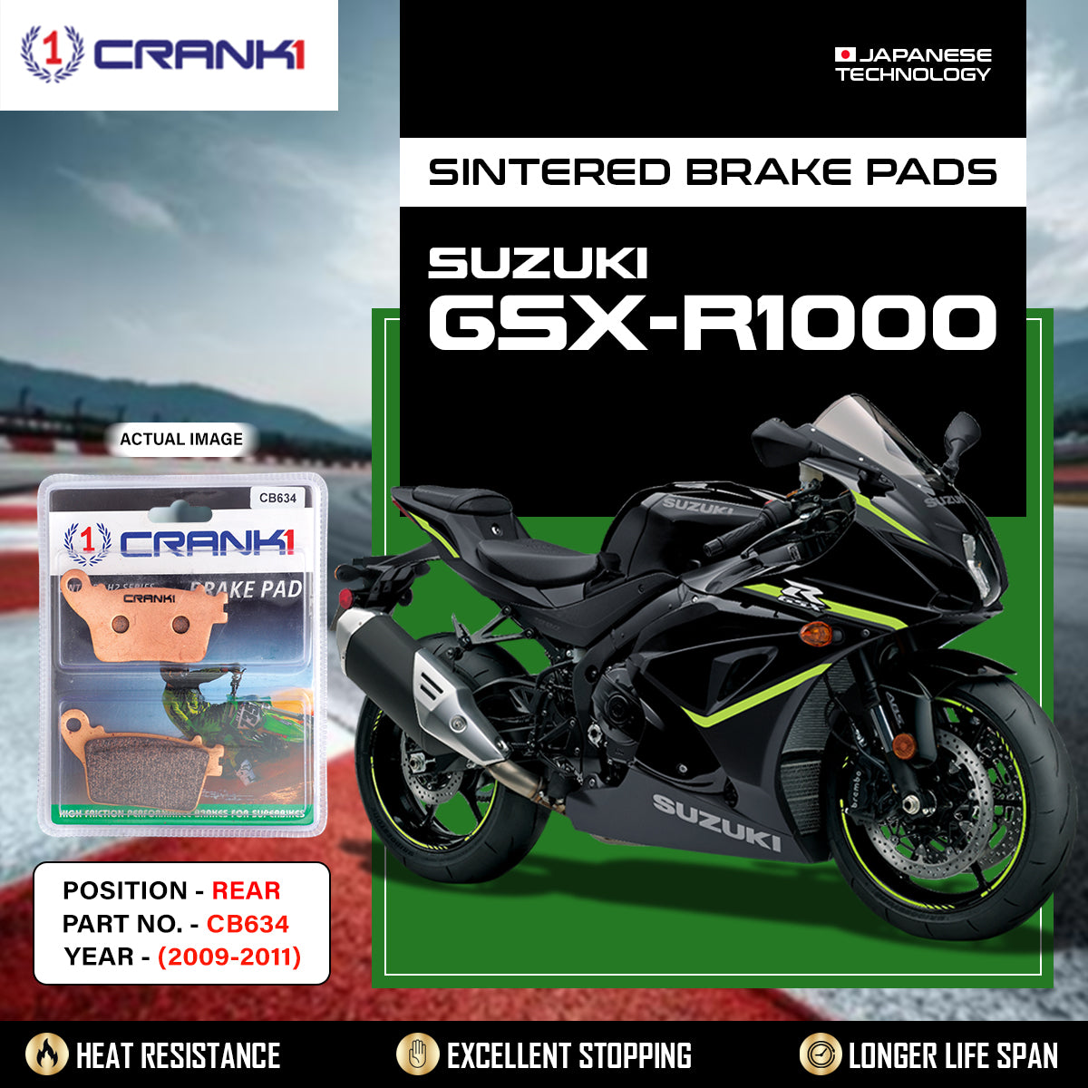 Sintered Brake Pads For Suzuki GSX-R1000 (2009-2011) - Rear - CB634