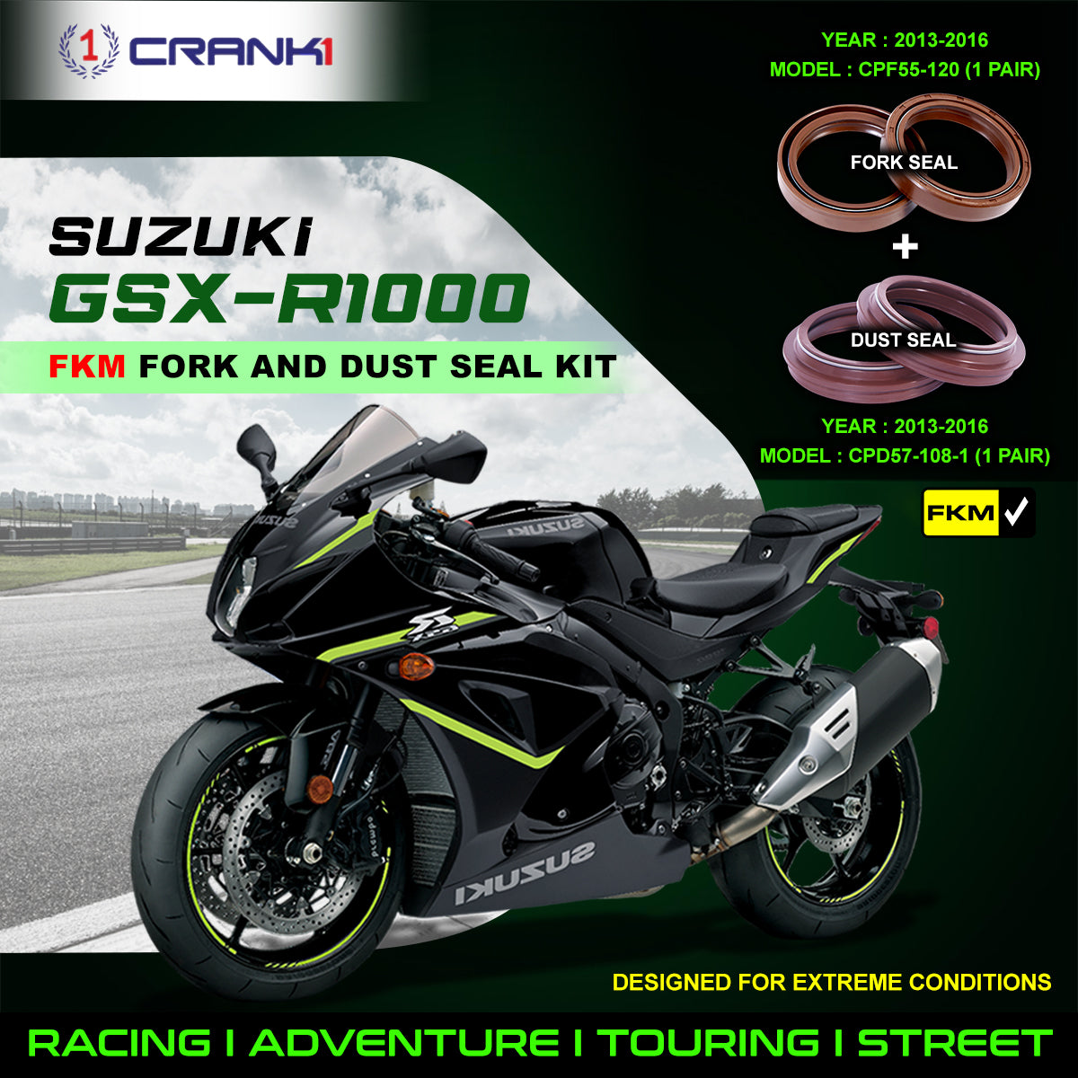 Fork And Dust Seals Kit For Suzuki GSX-R1000 (2013-2016)