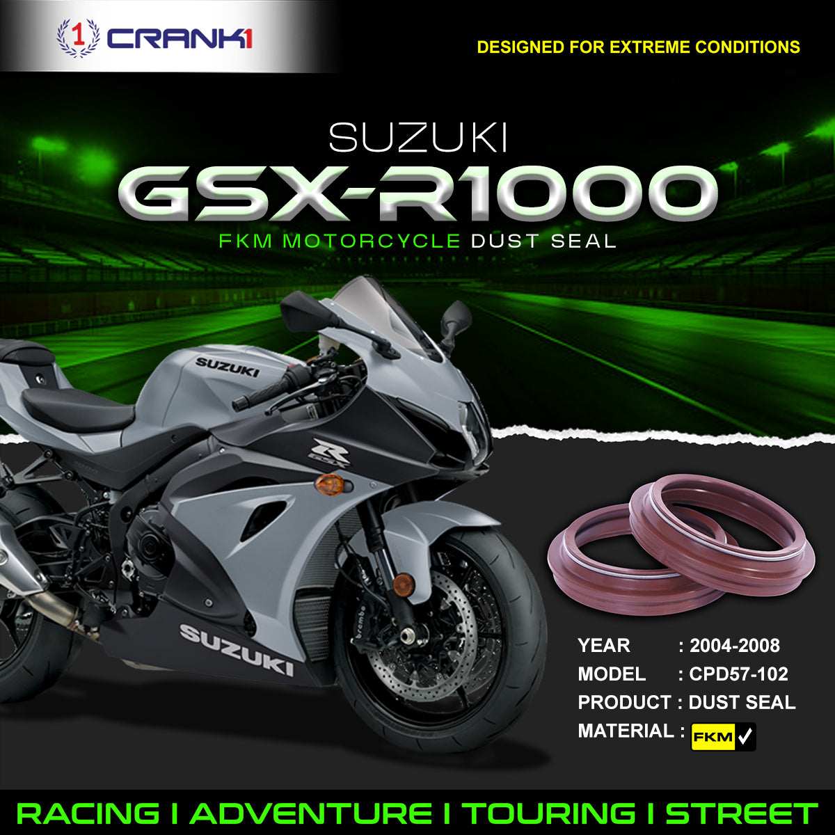 Fork Dust Seals Pair For Suzuki GSX-R1000 (2004-2008) - CPD57-102