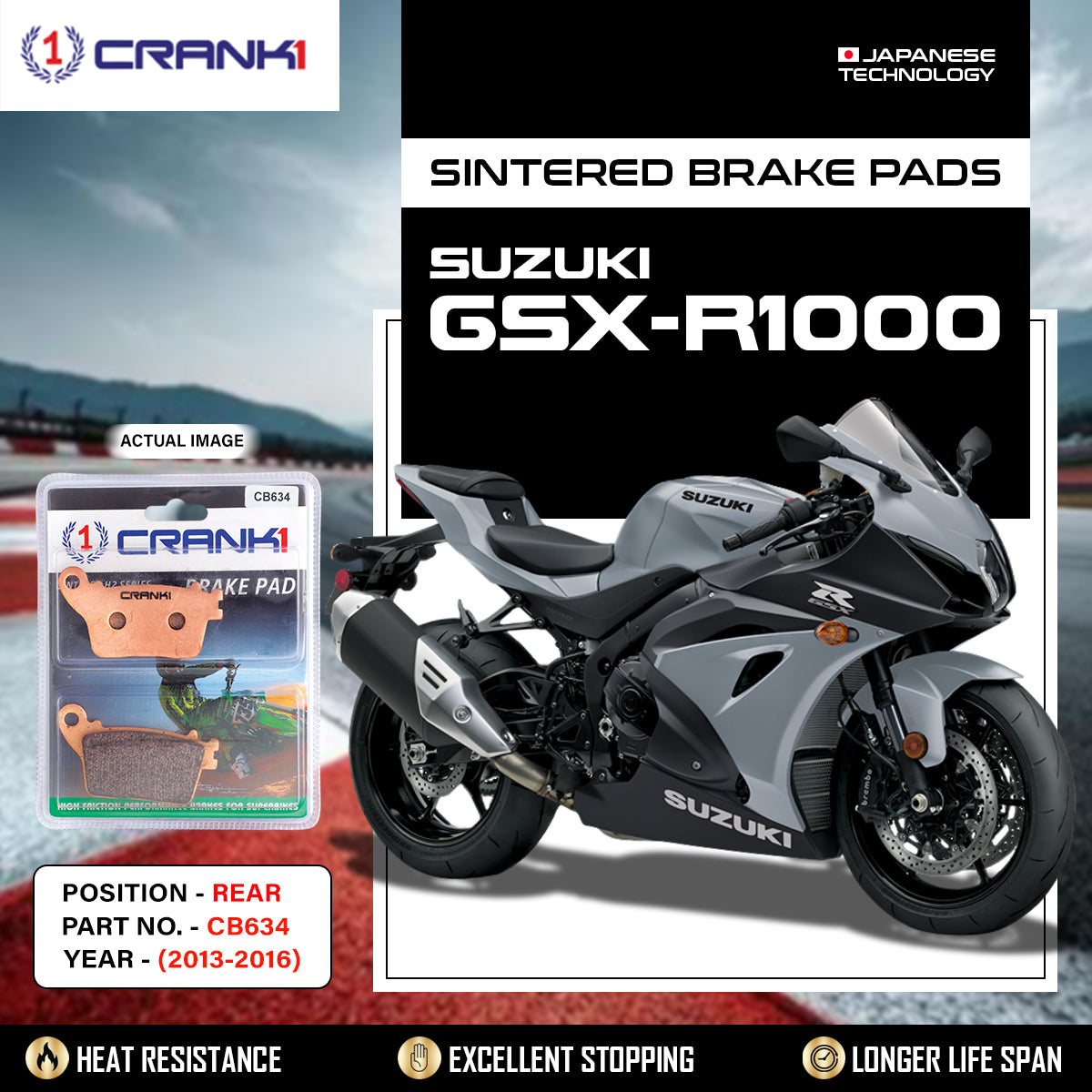 Sintered Brake Pads For Suzuki GSX-R1000 (2013-2016) - Rear - CB634