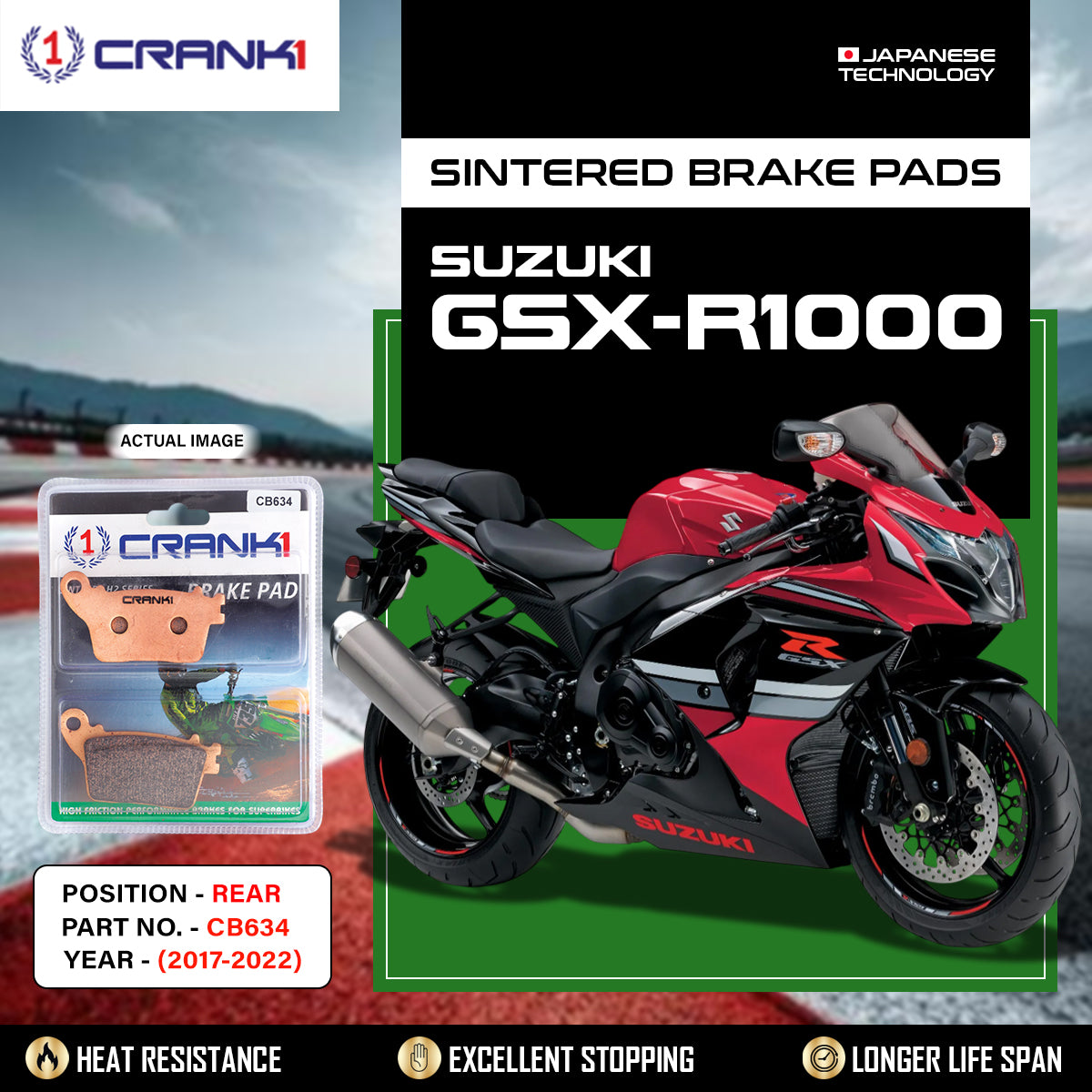 Sintered Brake Pads For Suzuki GSX-R1000 (2017-2022) - Rear - CB634