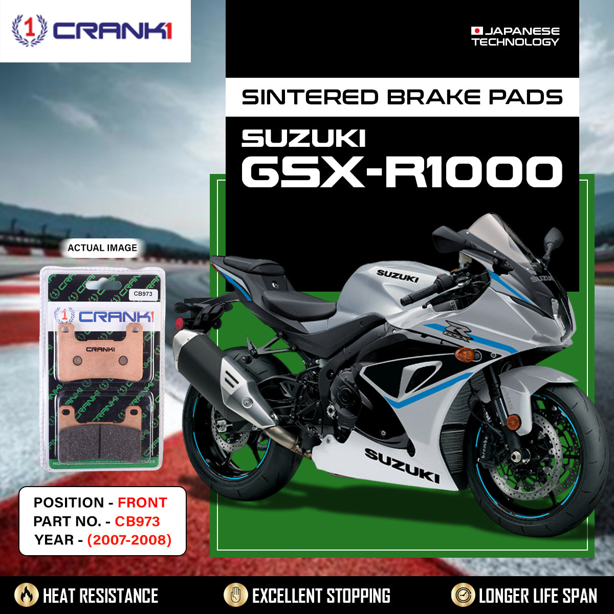 Sintered Brake Pads For Suzuki GSX-R1000 (2007-2008) - Front - CB973 - 2 Sets