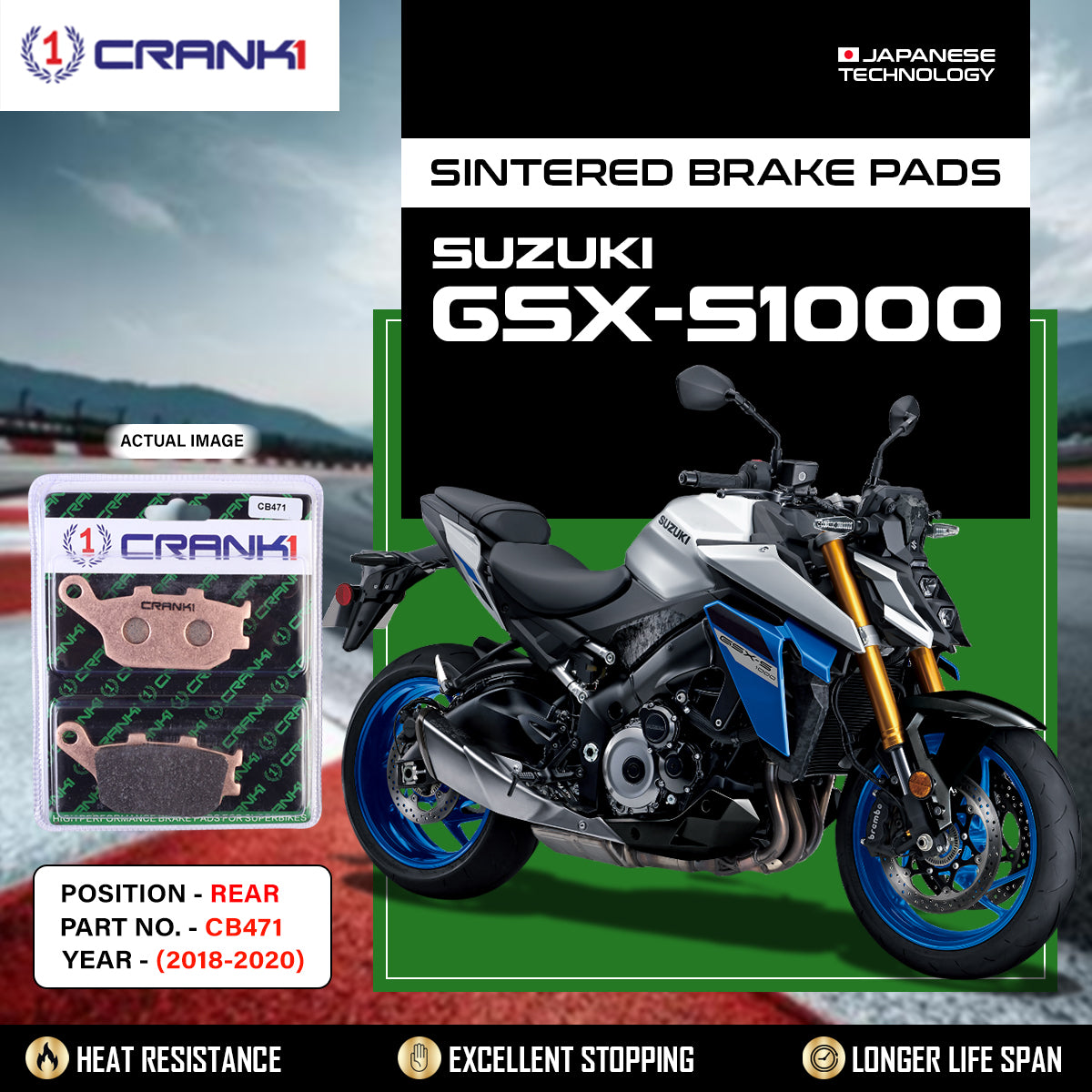 Sintered Brake Pads For Suzuki GSX-S1000 (2018-2020) - Rear - CB471