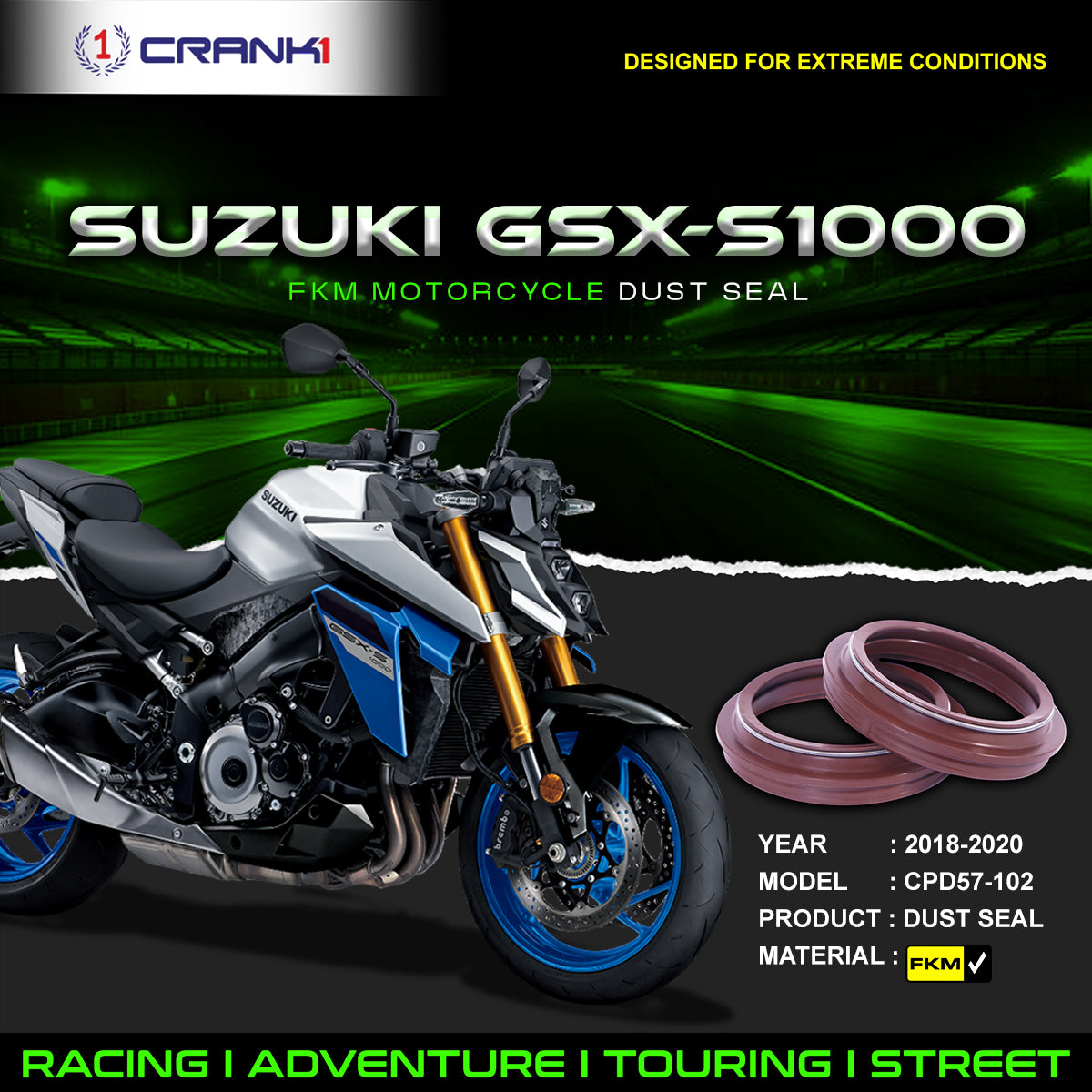 Fork Dust Seals Pair For Suzuki GSX-S1000 (2018-2020) - CPD57-102