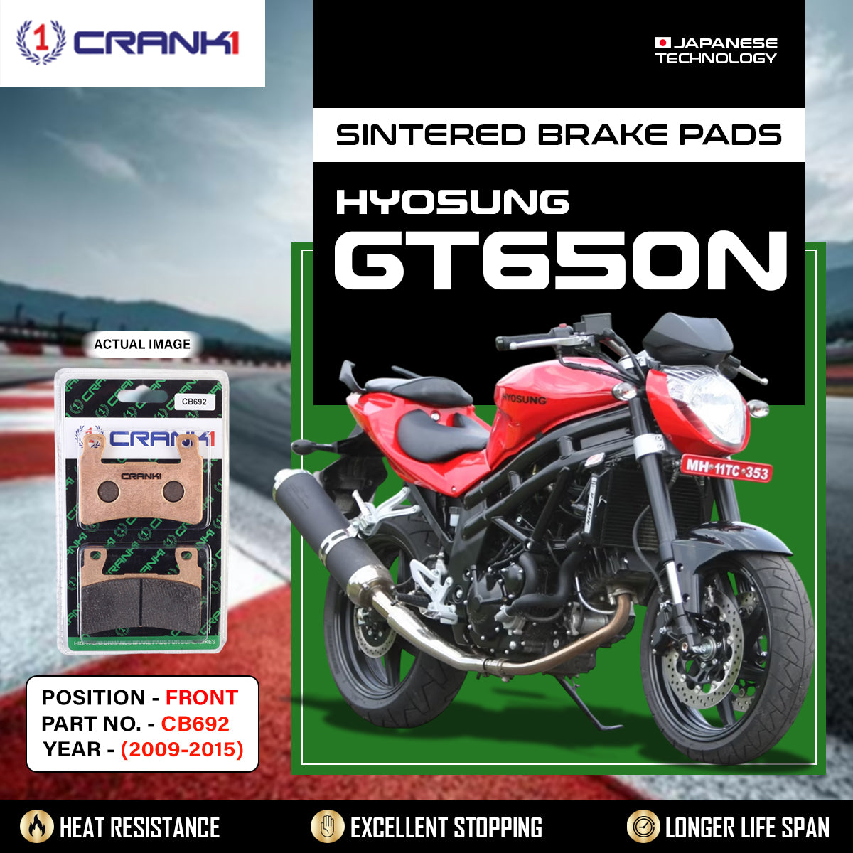 Sintered Brake Pads For Hyosung GT650N (2009-2015)- Front - CB692 - 2 Sets