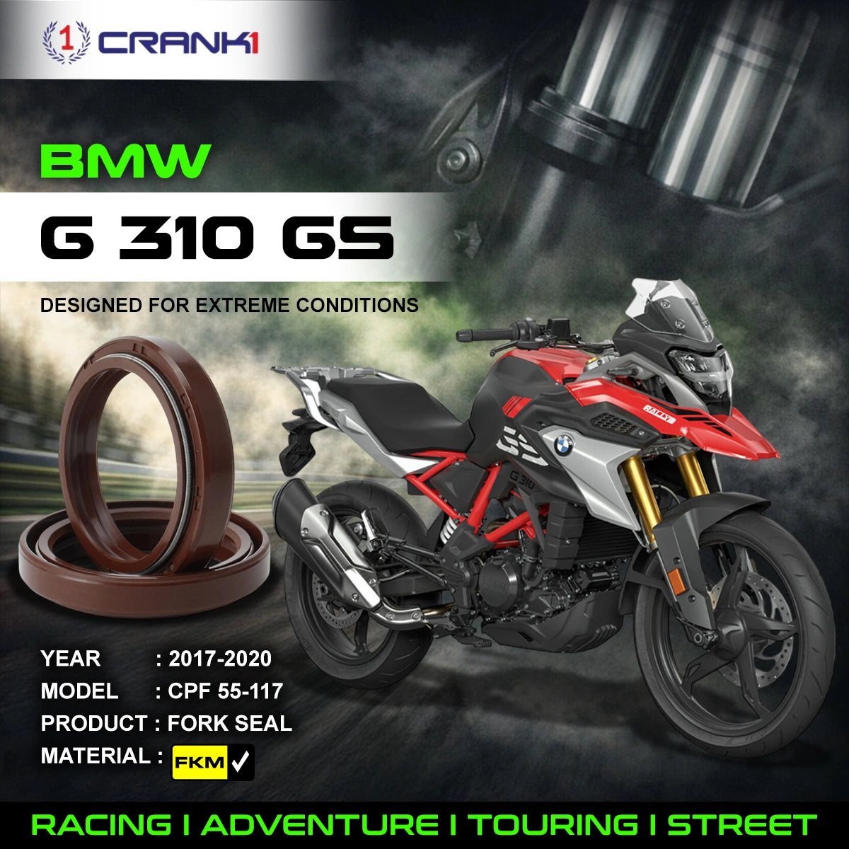 Fork Oil Seals Pair For BMW G 310 GS (2017-2020) - CPF55-117