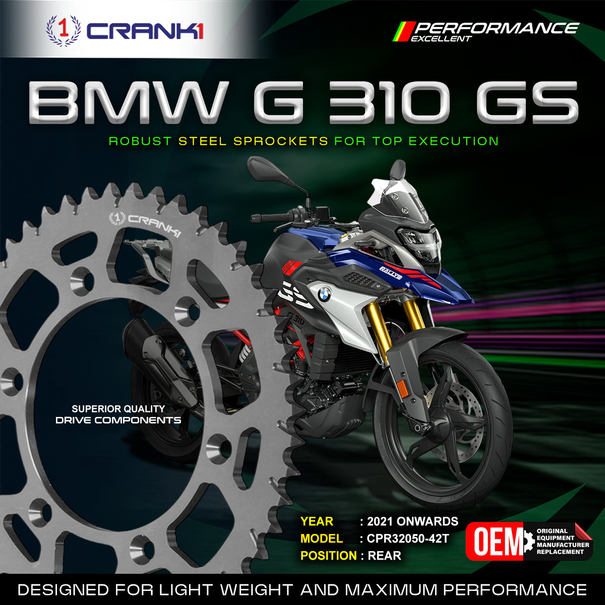 Sprocket For BMW G 310 GS (2021 Onwards) - Rear - CPR32050-42T