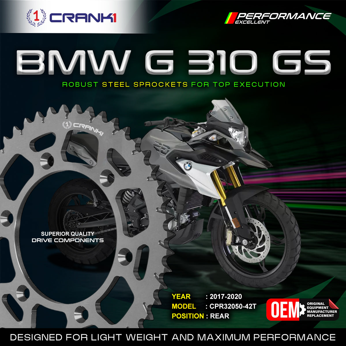 Sprocket For BMW G 310 GS (2017-2020) - Rear - CPR32050-42T
