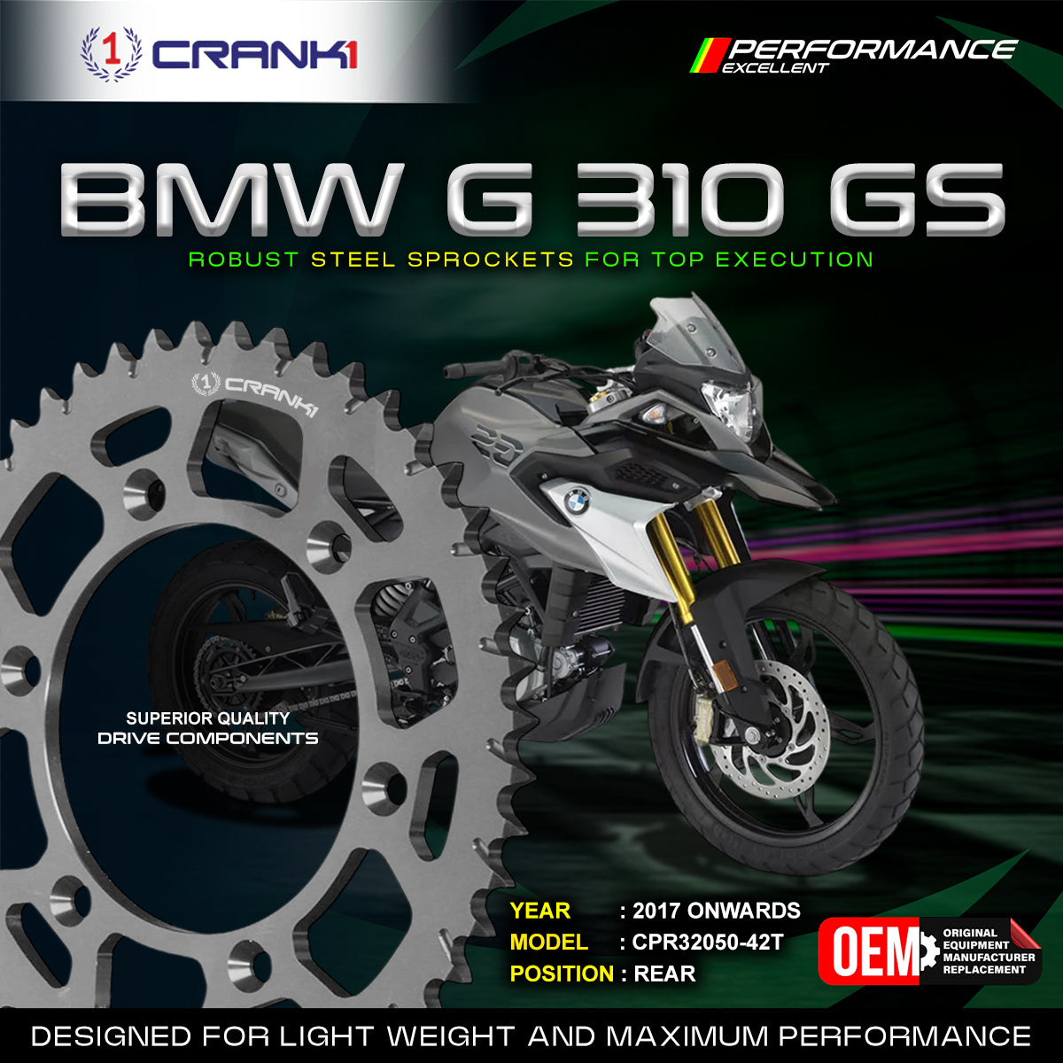Sprocket For BMW G 310 GS (2017 Onwards) - Rear - CPR32050-42T
