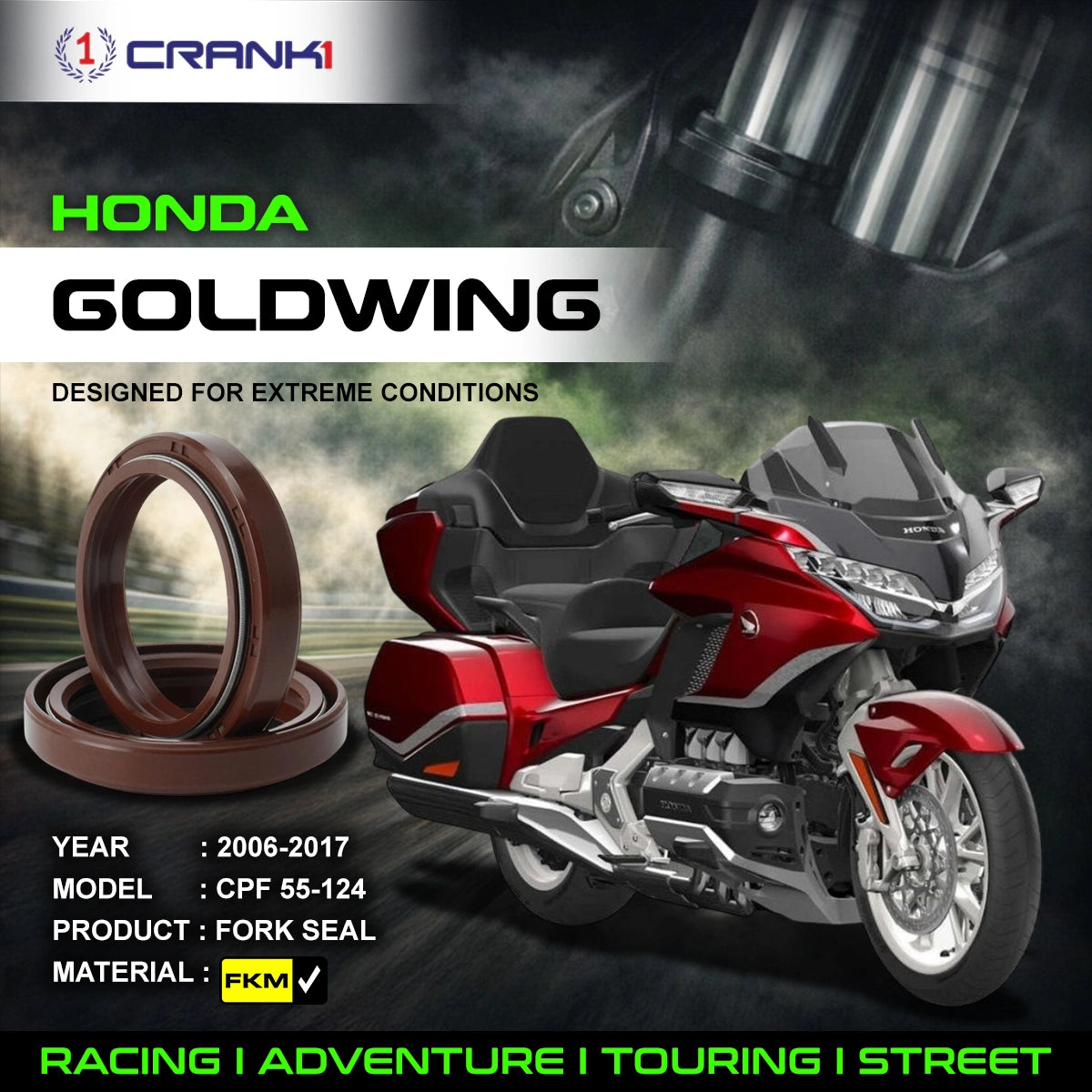 Fork Oil Seals Pair For Honda Goldwing (2006-2017) - CPF55-124