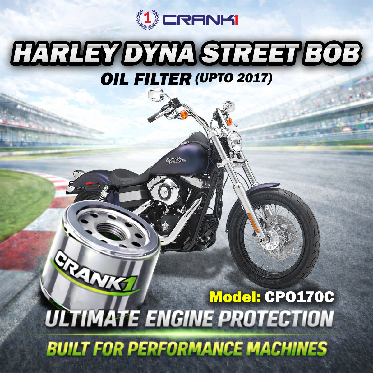 Oil Filter For Harley Davidson Street Bob (Upto 2017) - CPO170C