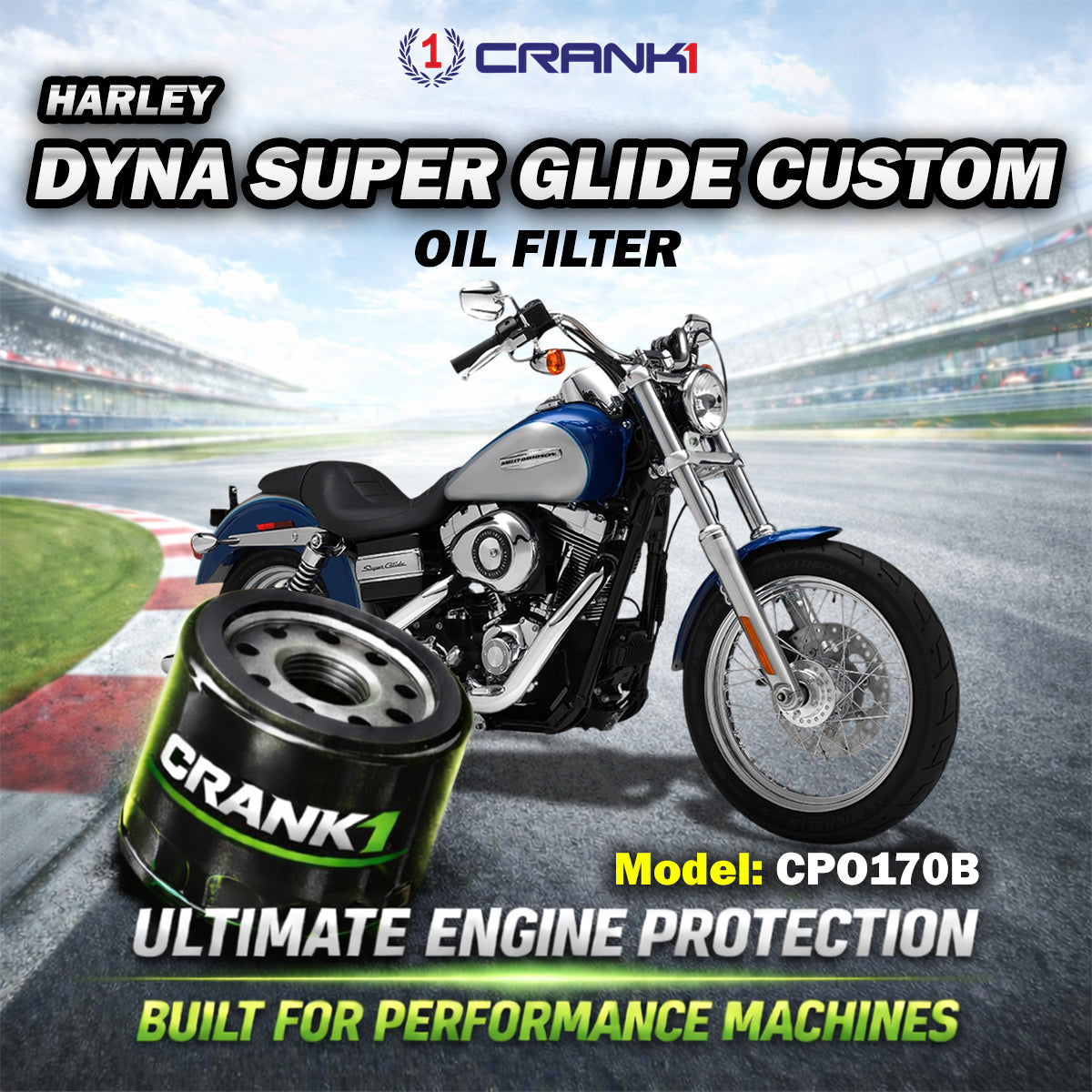 Oil Filter For Harley Davidson Dyna Super Glide Custom - CPO170B