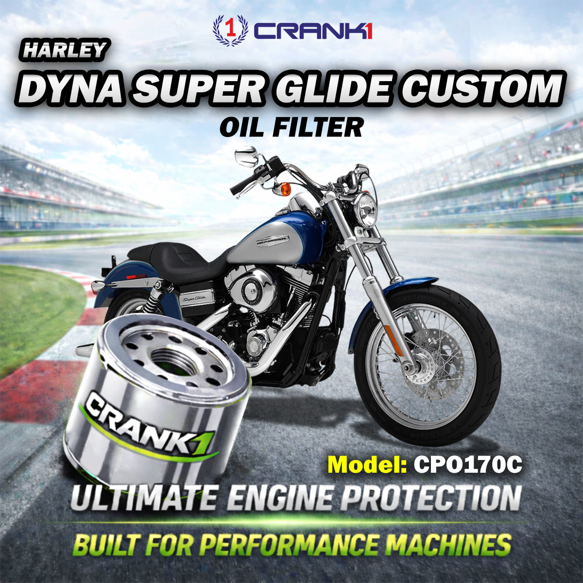 Oil Filter For Harley Davidson Dyna Super Glide Custom - CPO170C