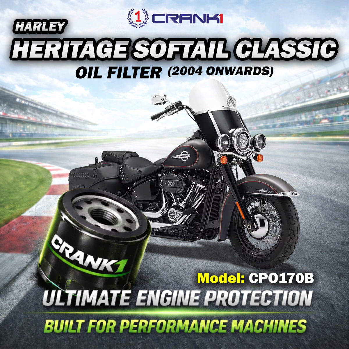 Oil Filter For Harley Davidson Heritage Softail Classic (2004 Onwards) - CPO170B