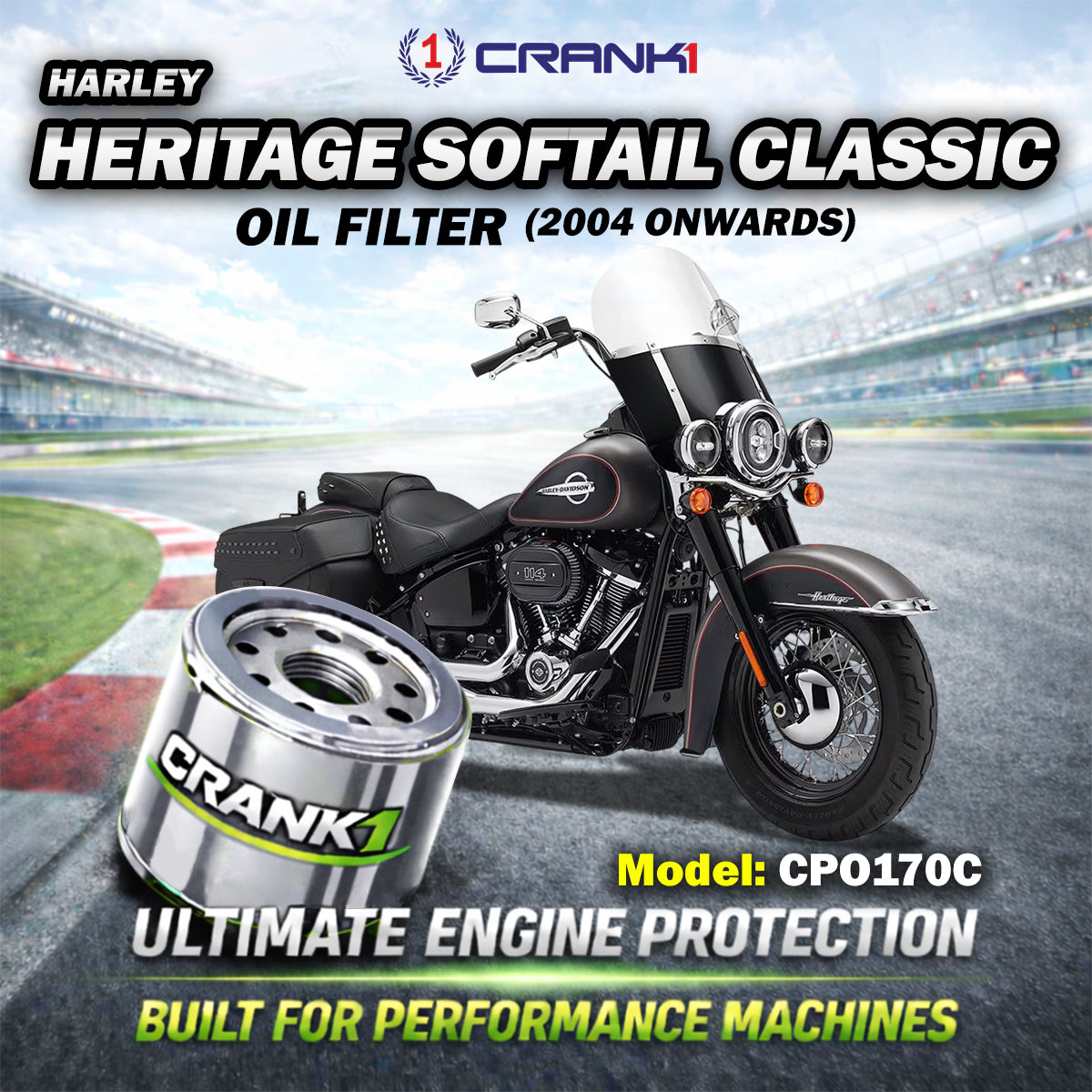 Oil Filter For Harley Davidson Heritage Softail Classic (2004 Onwards) - CPO170C