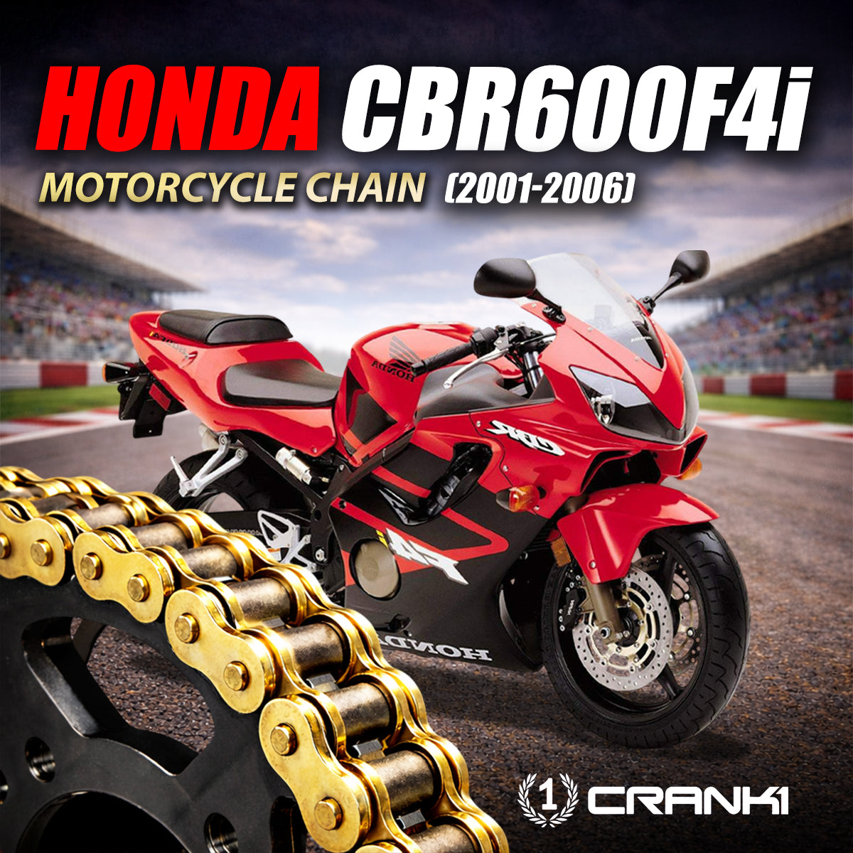 Chain For Honda CBR600F4i (2001-2006) - 525 Pitch x 112 Links Gold (ZVMX)