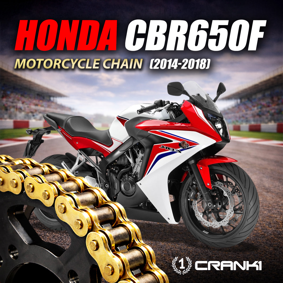 Chain For Honda CBR650F (2014-2018) - 520 Pitch x 118 Links Gold (ZVMX)