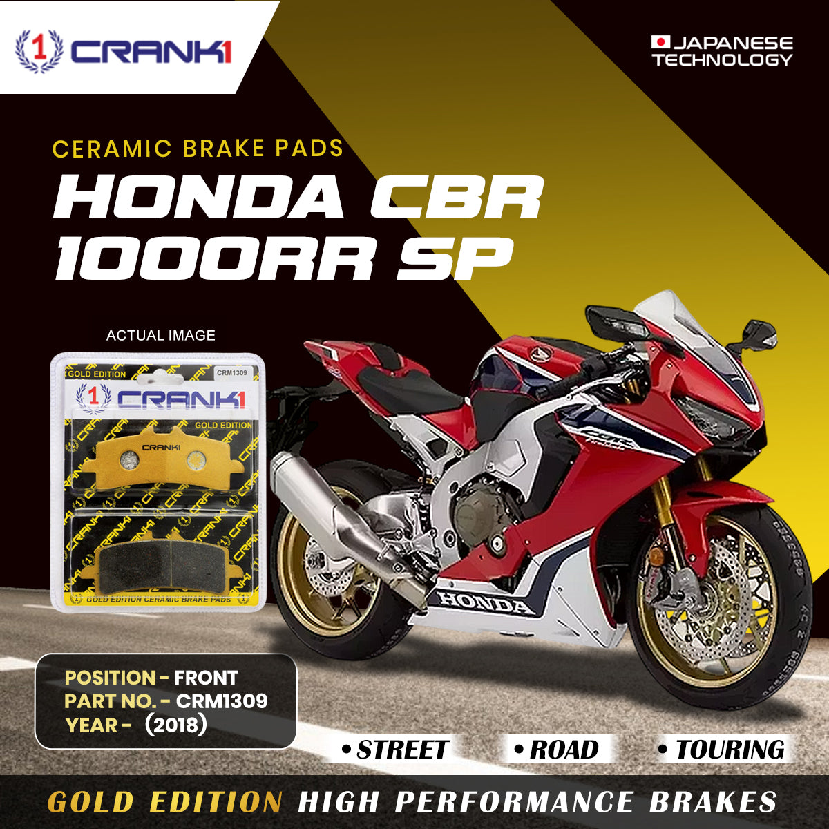 Ceramic Brake Pads For Honda CBR 1000RR SP (2018) - Front - CRM1309 - 2 Sets