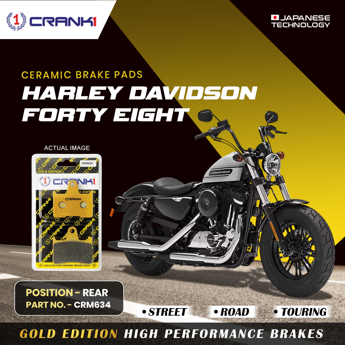 Ceramic Brake Pads For Harley Davidson Forty Eight - Rear - CRM634