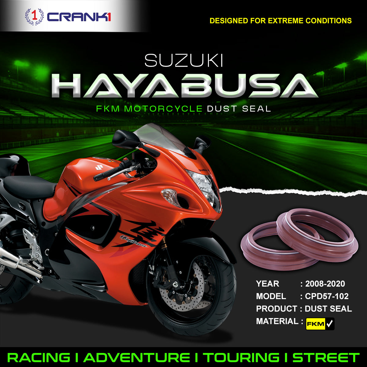 Fork Dust Seals Pair For Suzuki Hayabusa (2008-2020) - CPD57-102