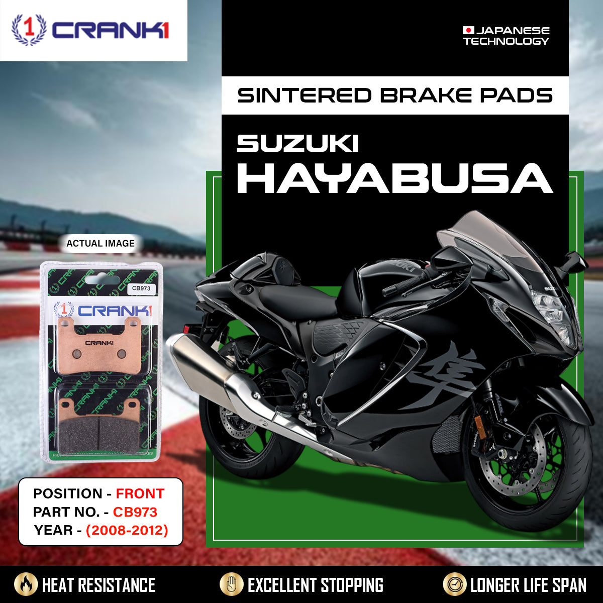 Sintered Brake Pads For Suzuki Hayabusa (2008-2012) - Front - CB973 - 2 Sets