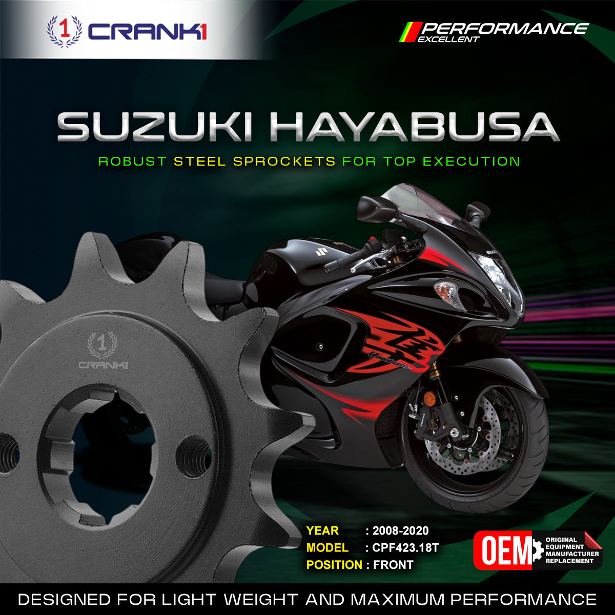 Sprocket For Suzuki Hayabusa (2008-2020) - Front - CPF423.18T