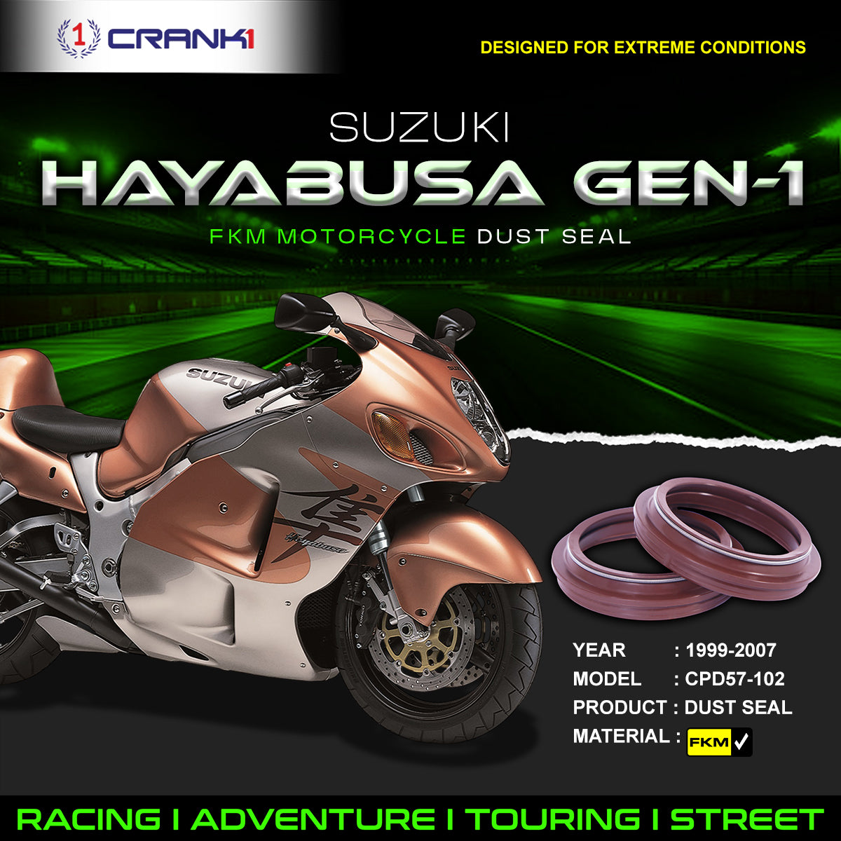Fork Dust Seals Pair For SUZUKI Hayabusa GEN-1 (1999-2007) - CPD57-102