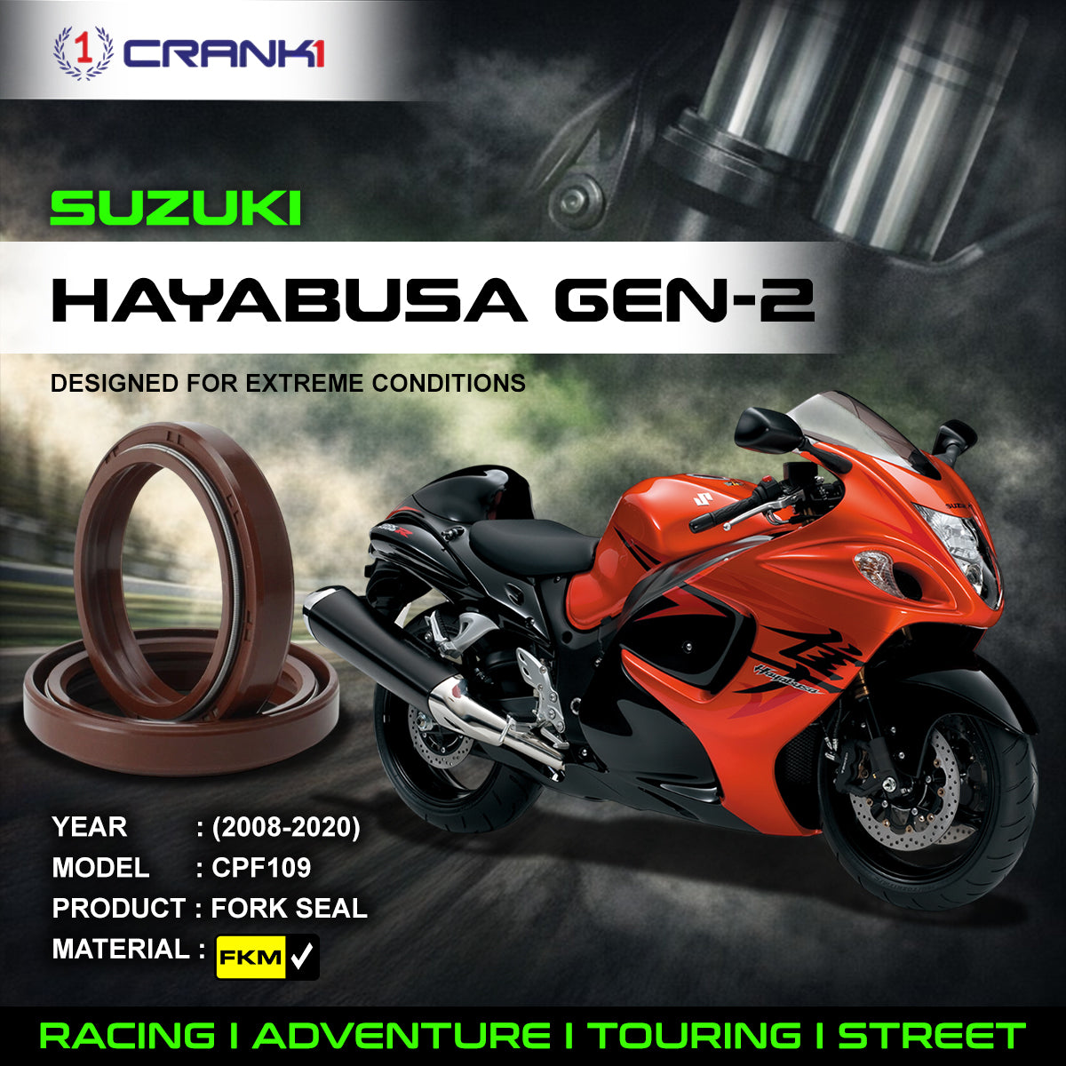 Fork Oil Seals Pair For Suzuki Hayabusa GEN-2 (2008-2020) - CPF109