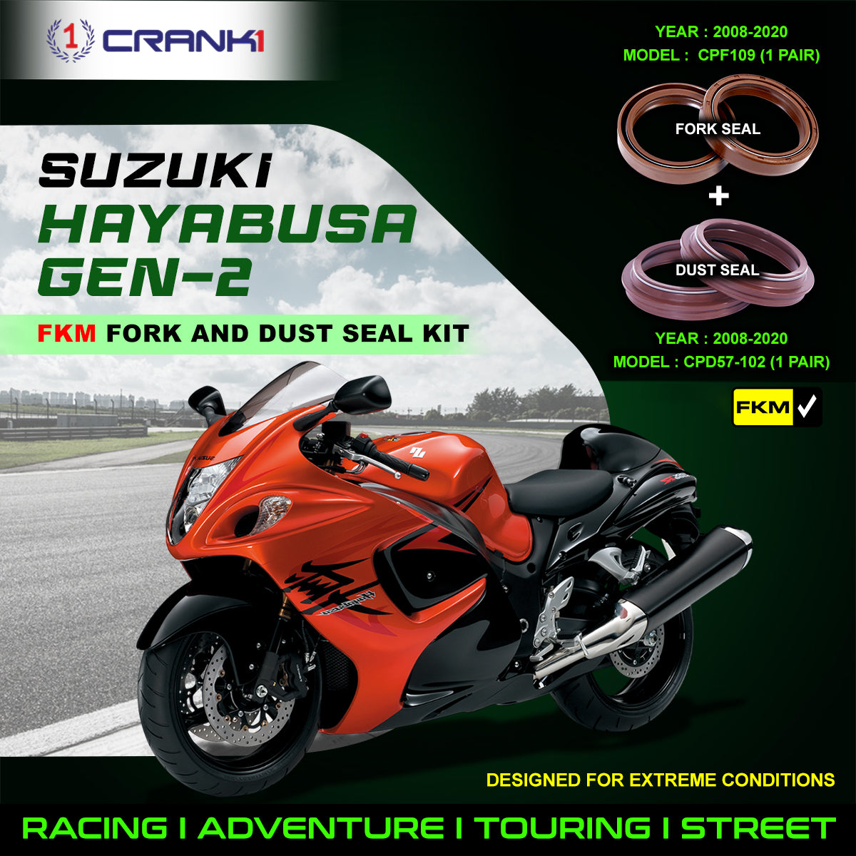 Fork And Dust Seals Kit For Suzuki Hayabusa GEN-2 (2008-2020)
