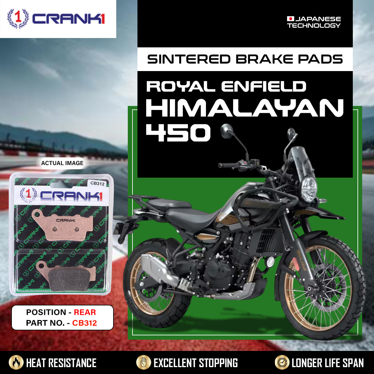 Sintered Brake Pads For Royal Enfield Himalayan 450 - Rear - CB312