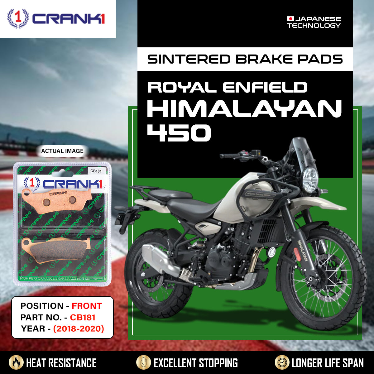 Sintered Brake Pads For Royal Enfield Himalayan 450 (2018-2020) - Front - CB181