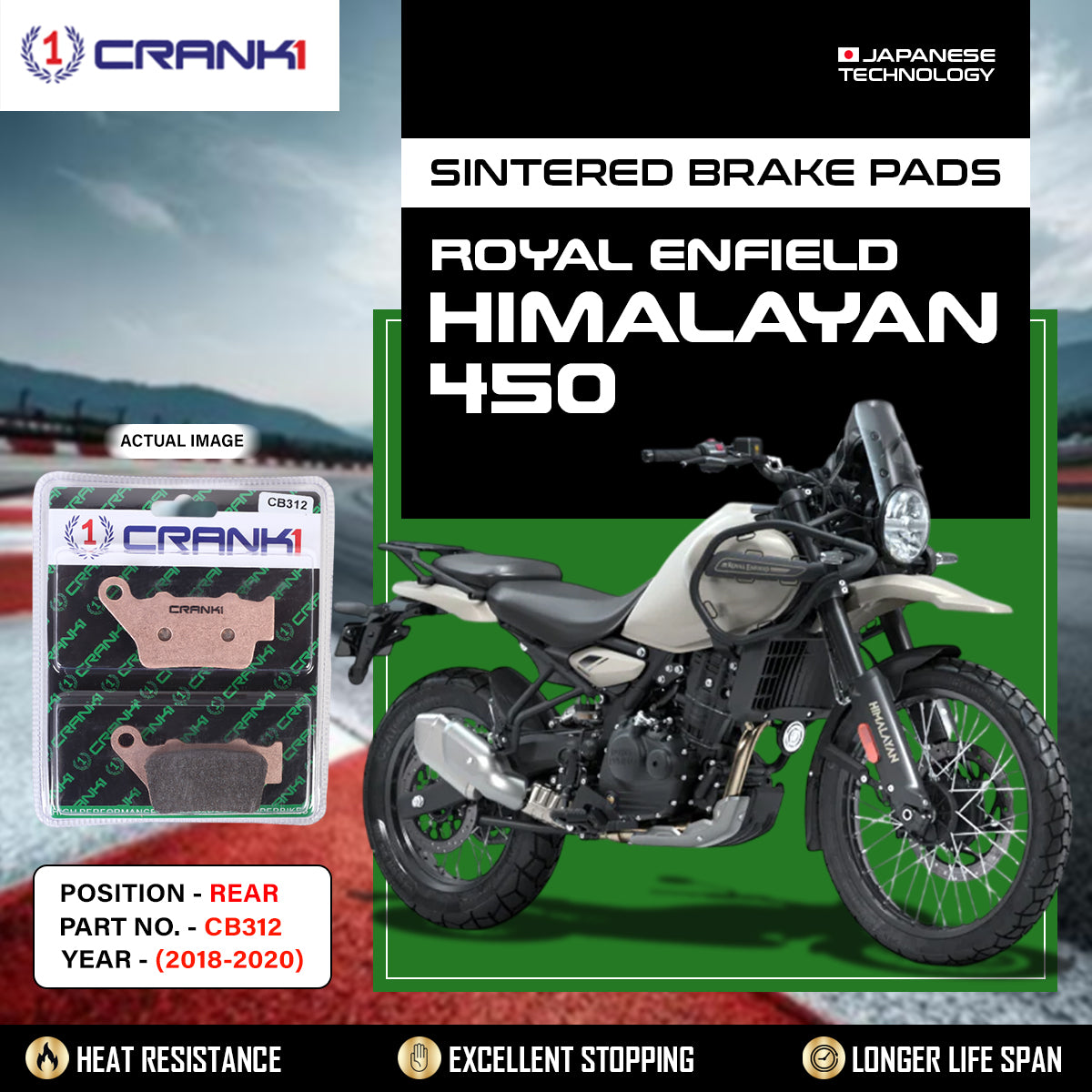 Sintered Brake Pads For Royal Enfield Himalayan 450 (2018-2020) - Rear - CB312