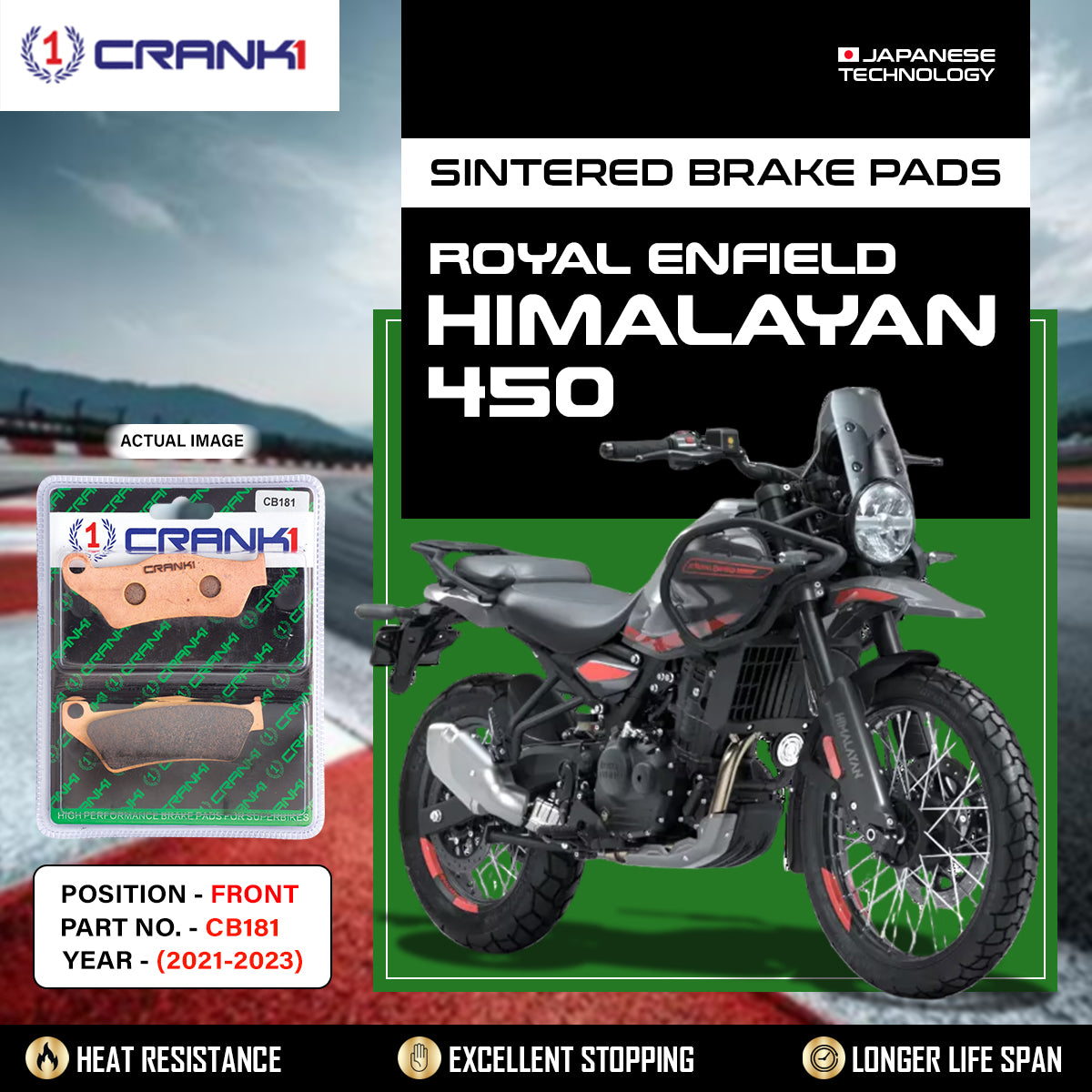 Sintered Brake Pads For Royal Enfield Himalayan 450 (2021-2023) - Front - CB181