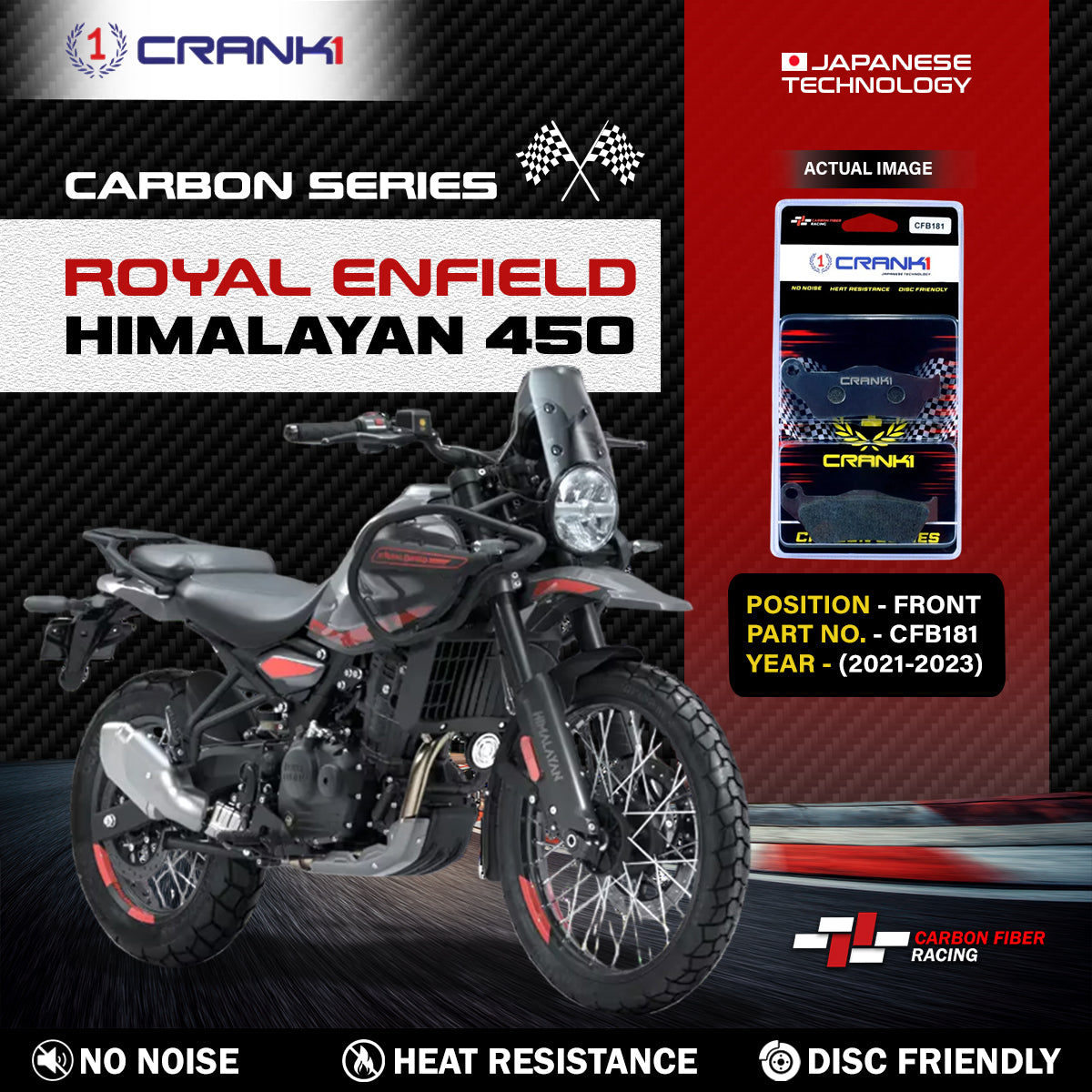 Carbon Brake Pads For Royal Enfield Himalayan 450 (2021-2023) - Front - CFB181