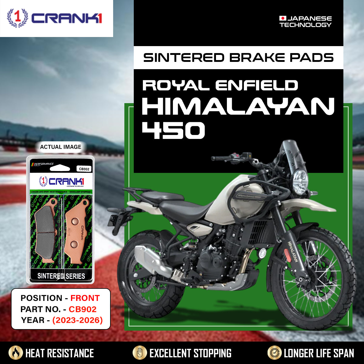 Sintered Brake Pads For Royal Enfield Himalayan 450 (2023-2026) - Front - CB902 - 1 Set