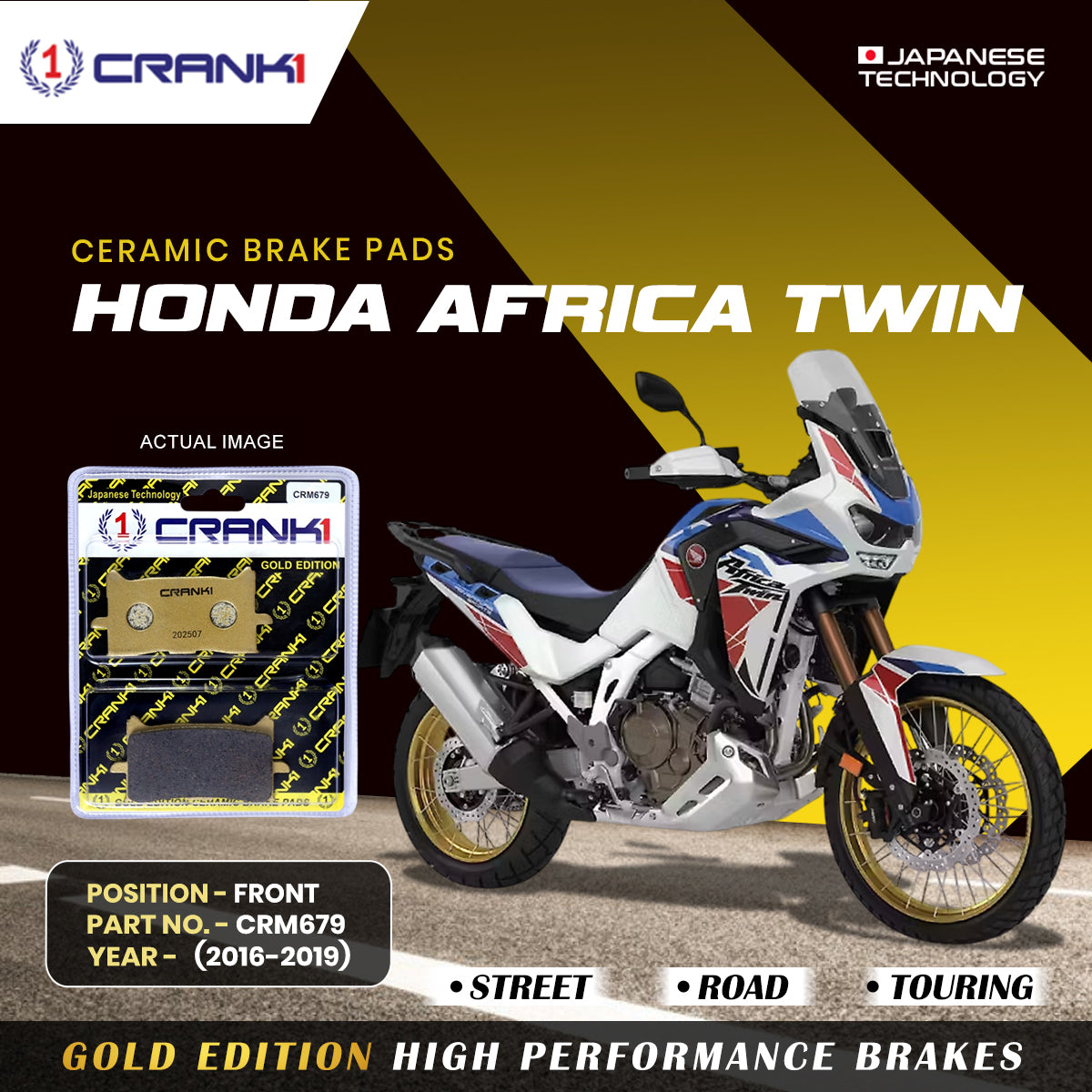 Ceramic Brake Pads For Honda Africa Twin (2016-2019) - Front - CRM679 - 2 Sets