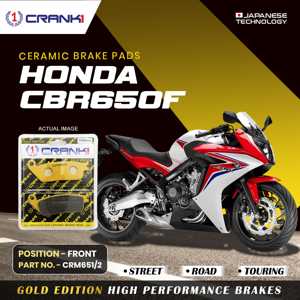 Ceramic Brake Pads For Honda CBR650F - Front - CRM651/2 - 2 Sets