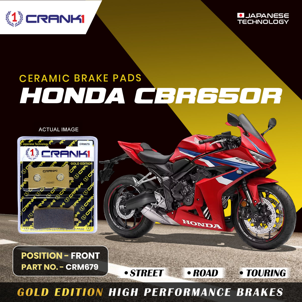 Ceramic Brake Pads For Honda CBR650R - Front - CRM679 - 2 Sets