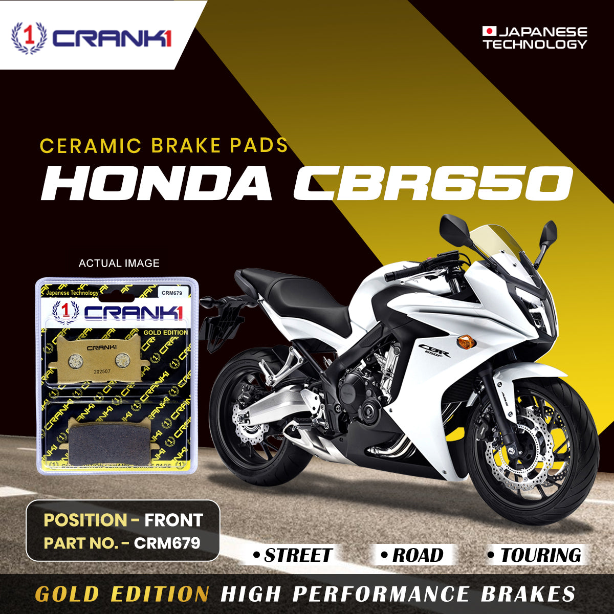 Ceramic Brake Pads For Honda CBR650 - Front - CRM679 - 2 Sets