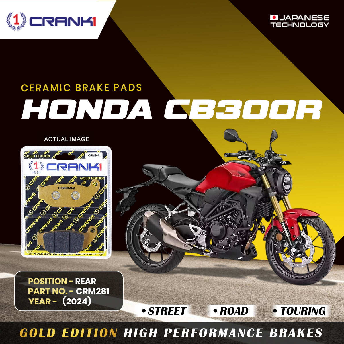 Ceramic Brake Pads For Honda CB300R (2024) - Rear - CRM281