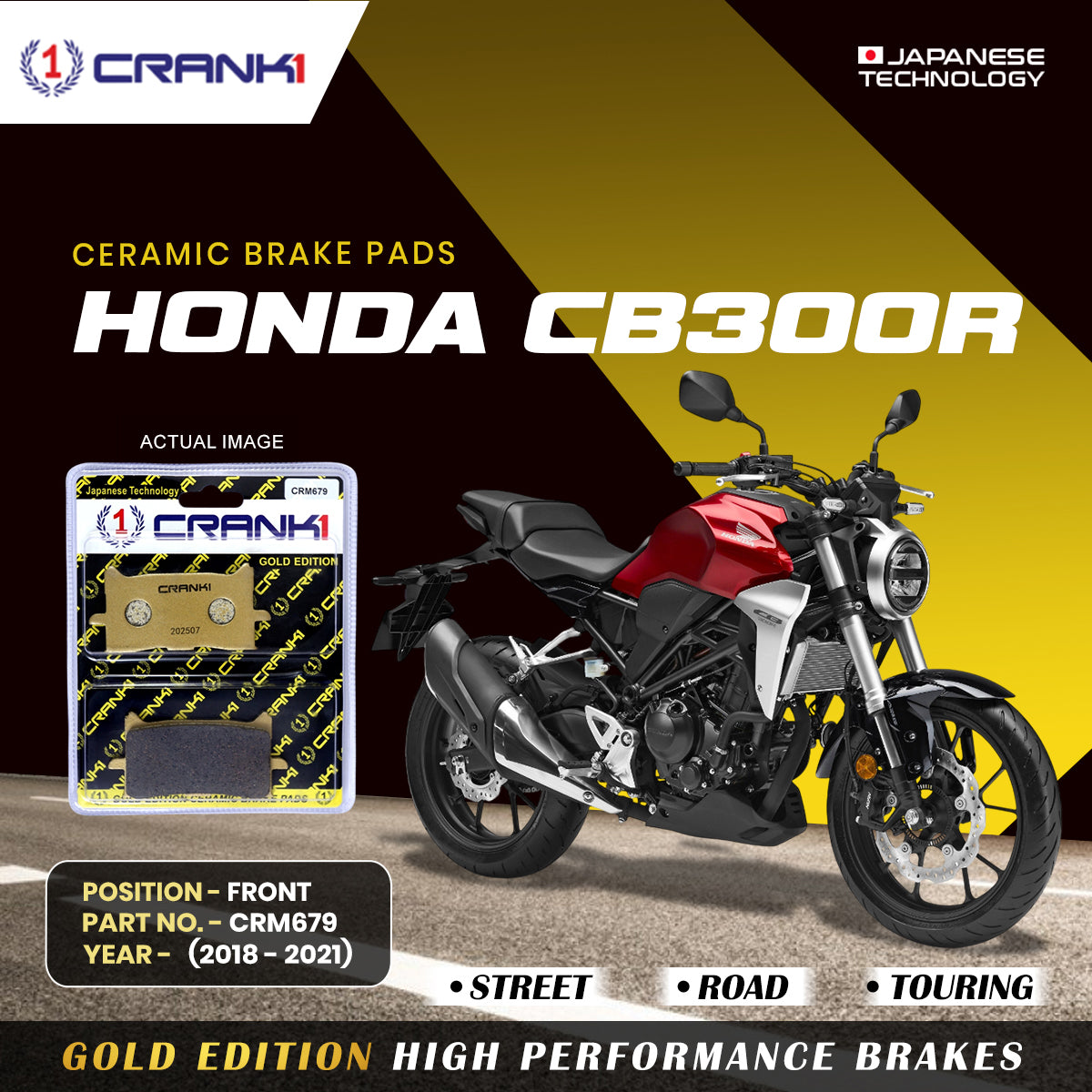 Ceramic Brake Pads For Honda CB300R (2018-2021) - Front - CRM679