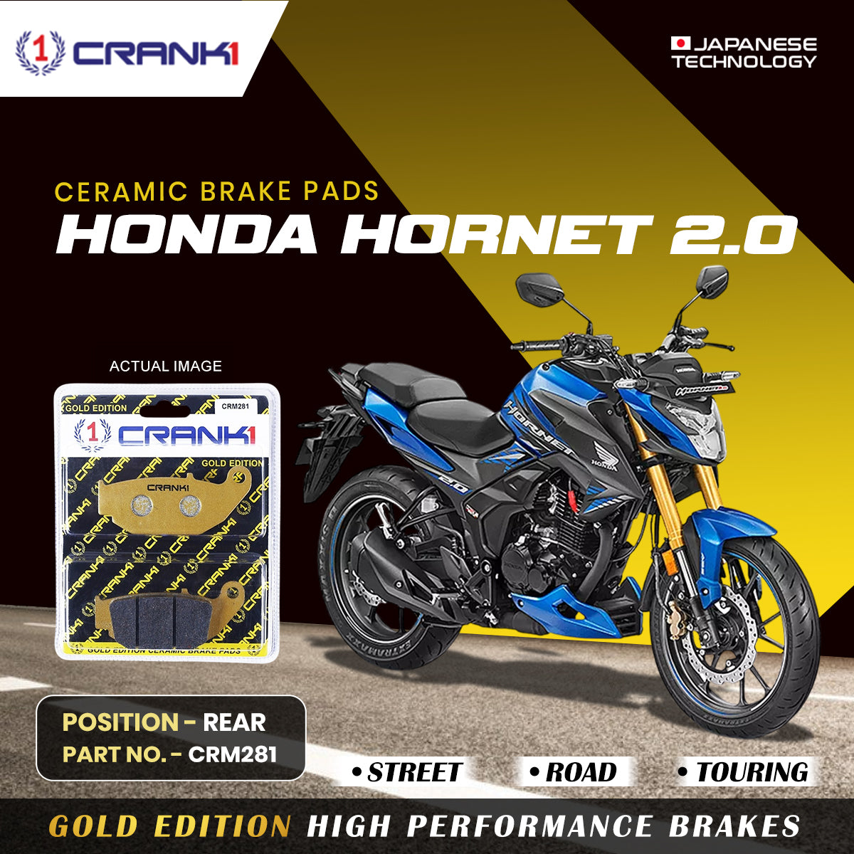 Ceramic Brake Pads For Honda Hornet 2.0 - Rear - CRM281