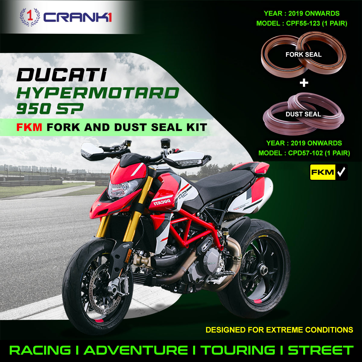 Fork And Dust Seals Kit For Ducati Hypermotard 950 SP (2019 Onwards)