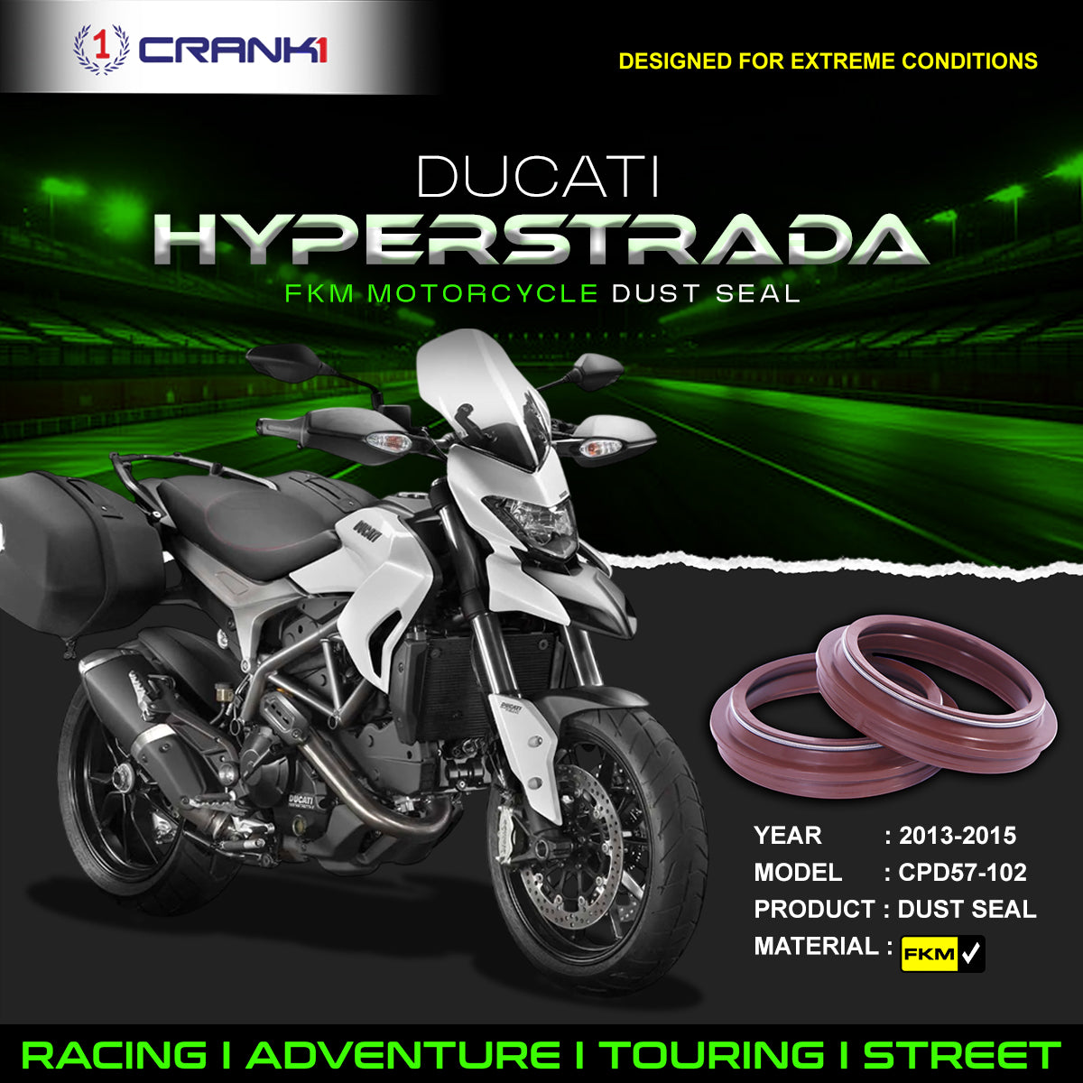 Fork Dust Seals Pair For Ducati Hyperstrada (2013-2015) - CPD57-102