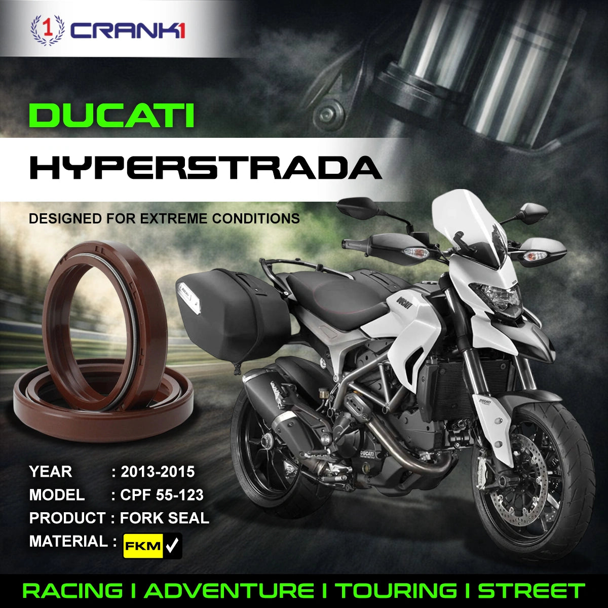 Fork Oil Seals Pair For Ducati Hyperstrada (2013-2015) - CPF55-123