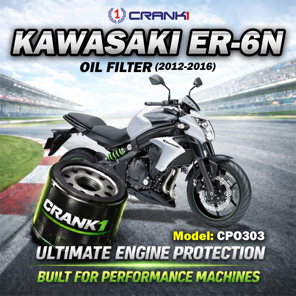 Oil Filter For Kawasaki ER-6n (2012-2016) - CPO303