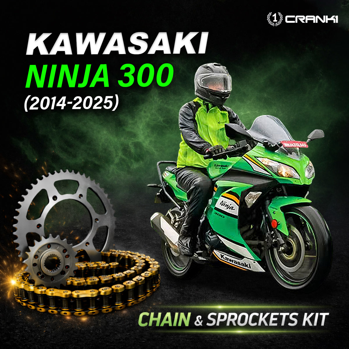 Chain And Sprocket Kit For Kawasaki Ninja 300 (2014-2025)