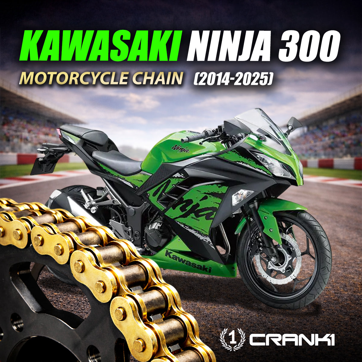 Chain For Kawasaki Ninja 300 (2014-2025) - 520 Pitch x 106 Links Gold (ZVMX)